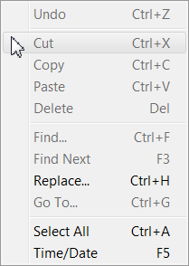 [screen-shot of Windows Edit menu]