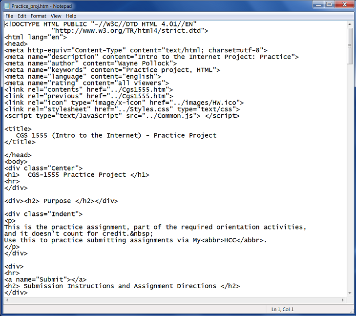 Beginning part of HTML source code of this web page