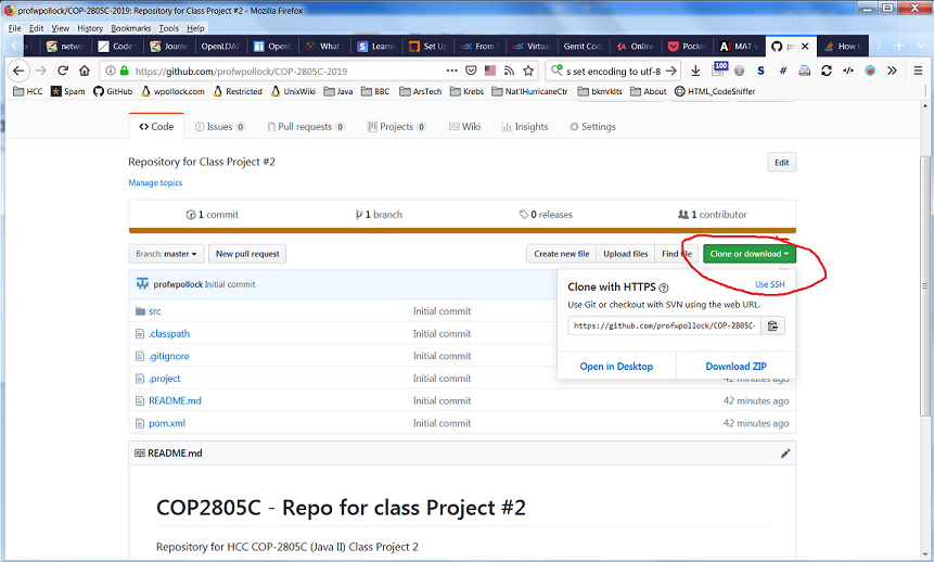 Picture of GitHub repo showing URI and copy button