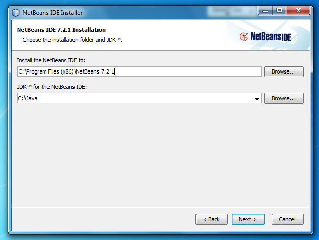 Screen-shot of NetBeans install screen three